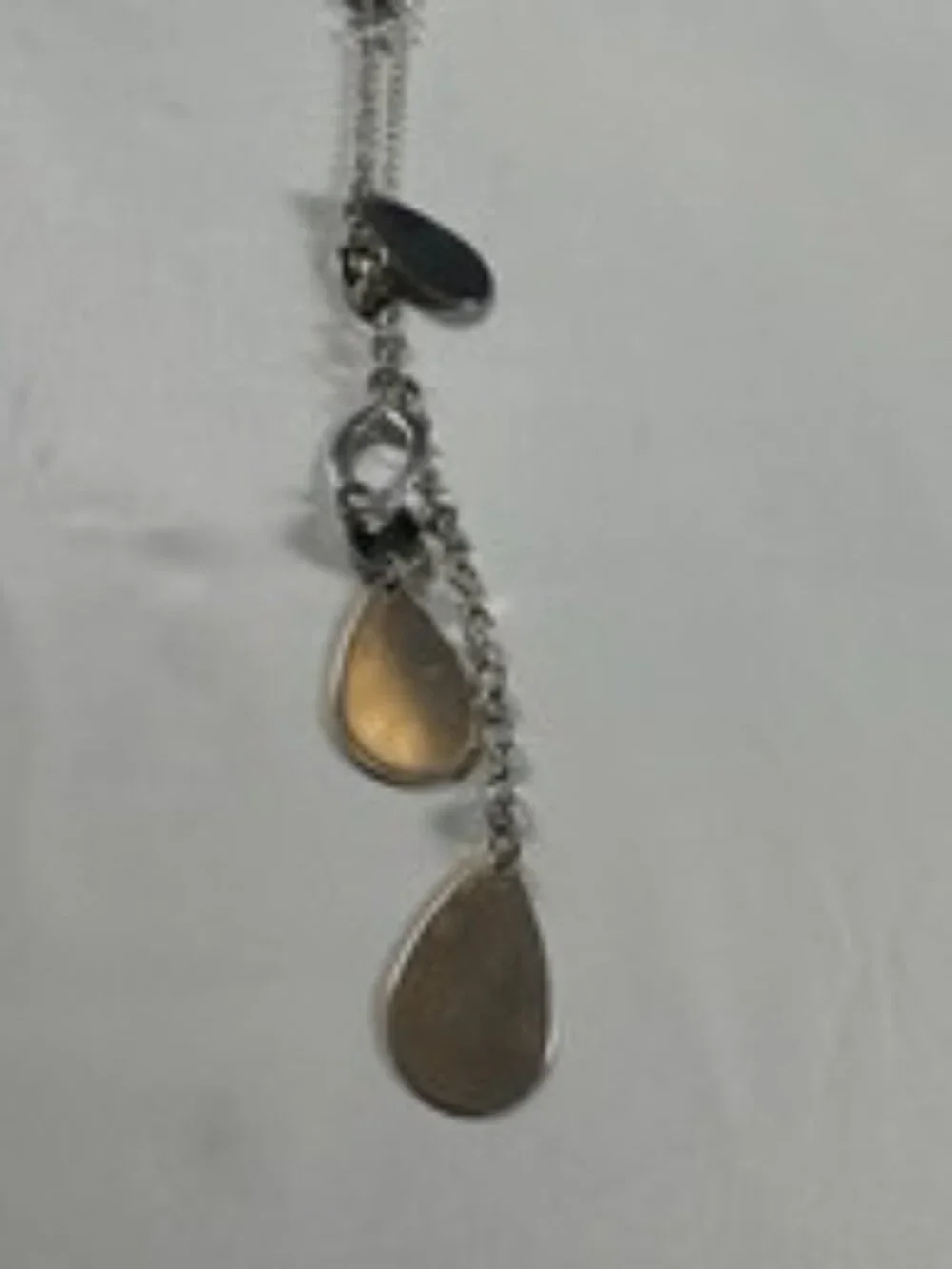 Vintage Y2K Silver Chain Necklace Layered Hearts Hammered Teardrop Dangle 38
